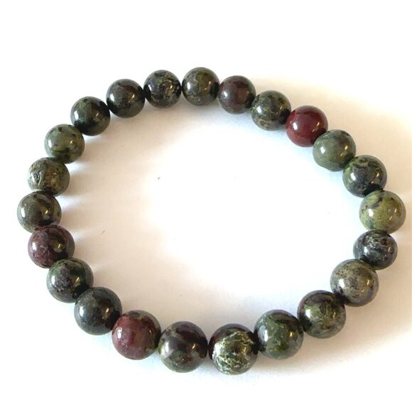 Dragon Blood Jasper Bracelet | 8mm Beads | 7.48” | Unisex Inner Strength Crystal - Picture 8 of 11
